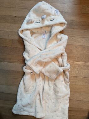 GAP Cream Hooded Kids Robe with Unicorn Details
